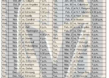 Calendario de los Vegas Golden Knights 2024-25; formato PDF imprimible