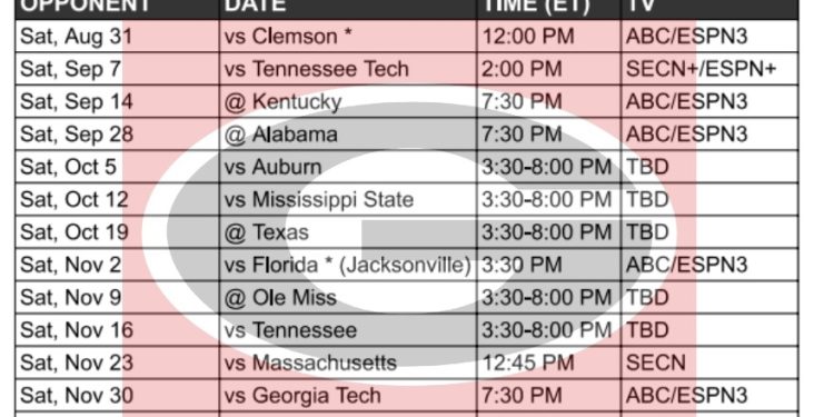 Calendario de fútbol de Georgia 2024 para imprimir; enfrentamientos y retransmisiones televisivas