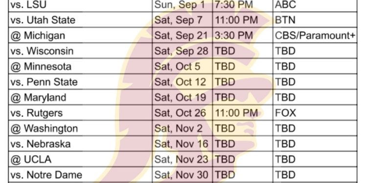 Calendario de fútbol americano de la USC 2024 para imprimir; enfrentamientos y retransmisiones televisivas