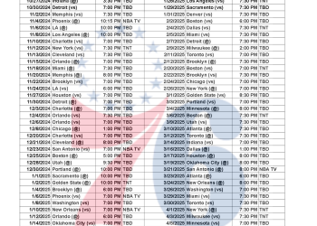 Calendario imprimible de los Philadelphia 76ers 2024-25; transmisiones televisivas y enfrentamientos
