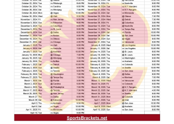 Calendario de partidos de los Calgary Flames 2024-25; formato PDF imprimible