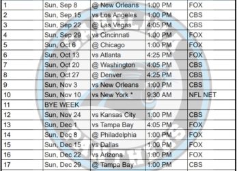 Calendario imprimible de los Carolina Panthers 2024; enfrentamientos y transmisiones televisivas