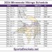 Calendario imprimible de los Minnesota Vikings 2024; enfrentamientos y transmisiones televisivas