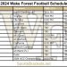 Calendario de fútbol de Wake Forest 2024 para imprimir; enfrentamientos y transmisión televisiva