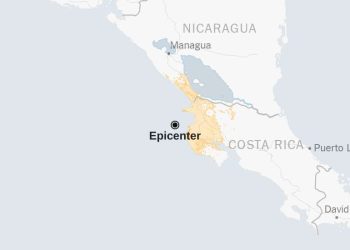 Mapa: Terremoto de magnitud 6,2 golpea cerca de Costa Rica