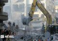 Edificio residencial en el centro de Beirut afectado por ataques aéreos masivos israelíes