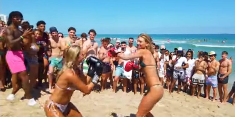 ¡Las vacaciones de primavera se volvieron locas! Bikini -Blad Spring Breakers participan en un partido de boxeo ilegal, con apuestas criptográficas (video) | El experto de la puerta de entrada