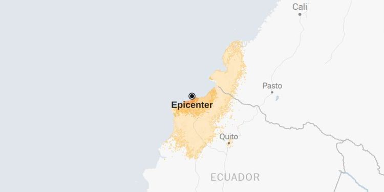 Mapa: 6.3 ataques de terremoto de magnitud cerca de Ecuador
