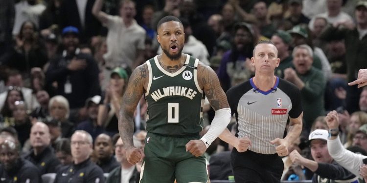La estrella de los Bucks, G Damian Lillard, lesiona la pierna izquierda, fuera vs. Pacers en el Juego 4