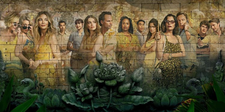 Mirando el estanque reflectante al loto blanco