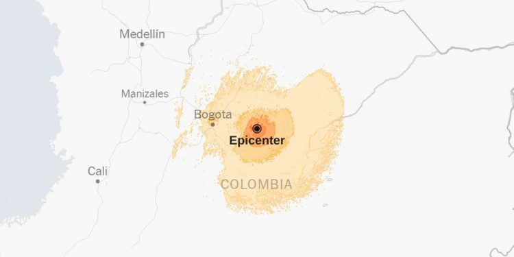 Mapa: 6.3 Magnitude El terremoto golpea a Colombia