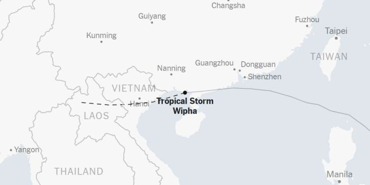 Mapa: seguimiento de la tormenta tropical wipha
