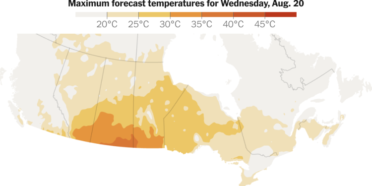 Pronóstico de onda de calor: seguimiento de altas temperaturas en Canadá