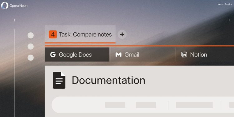 Opera libera neón, su navegador con IA con un agente incorporado