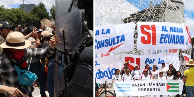 Quito dividido entre la fiesta por la paz y las protestas contra el gobierno