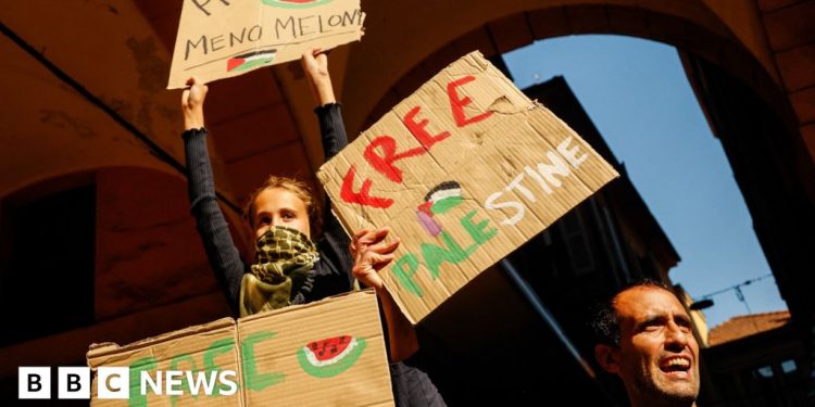 Los italianos siente la huelga en apoyo de los palestinos