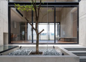 Un patio verde ancla una casa y una oficina híbridas en Bangkok