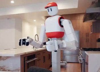 La nota personal del robot doméstico se parece a un divertido personaje de dibujos animados.