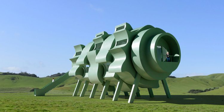 cinco módulos giratorios forman la casa segmentada interactiva del futuro por michael jantzen