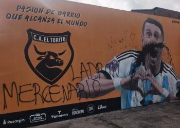 Repudiable: vandalizaron el mural de Di María en el club en que se inició :: Olé