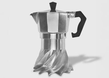El diseño en espiral helicoidal del turbo moka reinventa la icónica olla moka para lograr eficiencia energética
