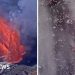 Momento en que la erupción del volcán Hawaii envuelve la cámara