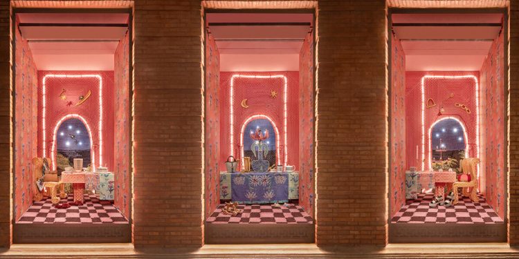 delphine dénéréaz teje recuerdos provenzales en las ventanas de Hermès en Shanghai