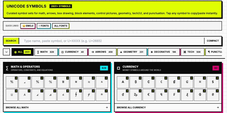 Un generador de fuentes Unicode