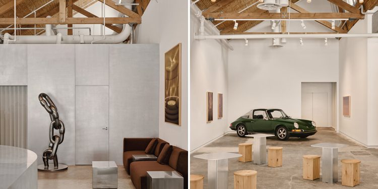 Almacén industrial de Montreal renovado para convertirse en un espacio de arte híbrido y una cafetería.