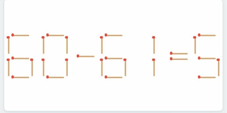 El tradicional juego de operaciones arreglar aritméticas moviendo una sola cerilla